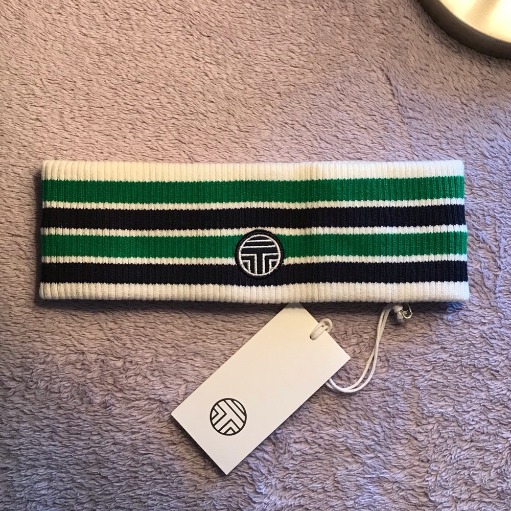 NWT Tory Burch Sport Striped Logo Headband